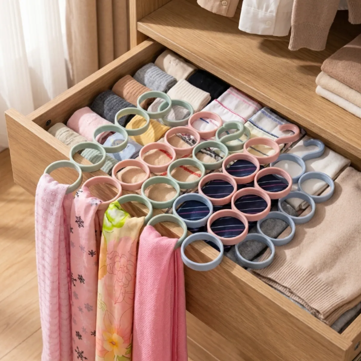 15-Hole Hanging Scarf, Belt & Tie Organizer