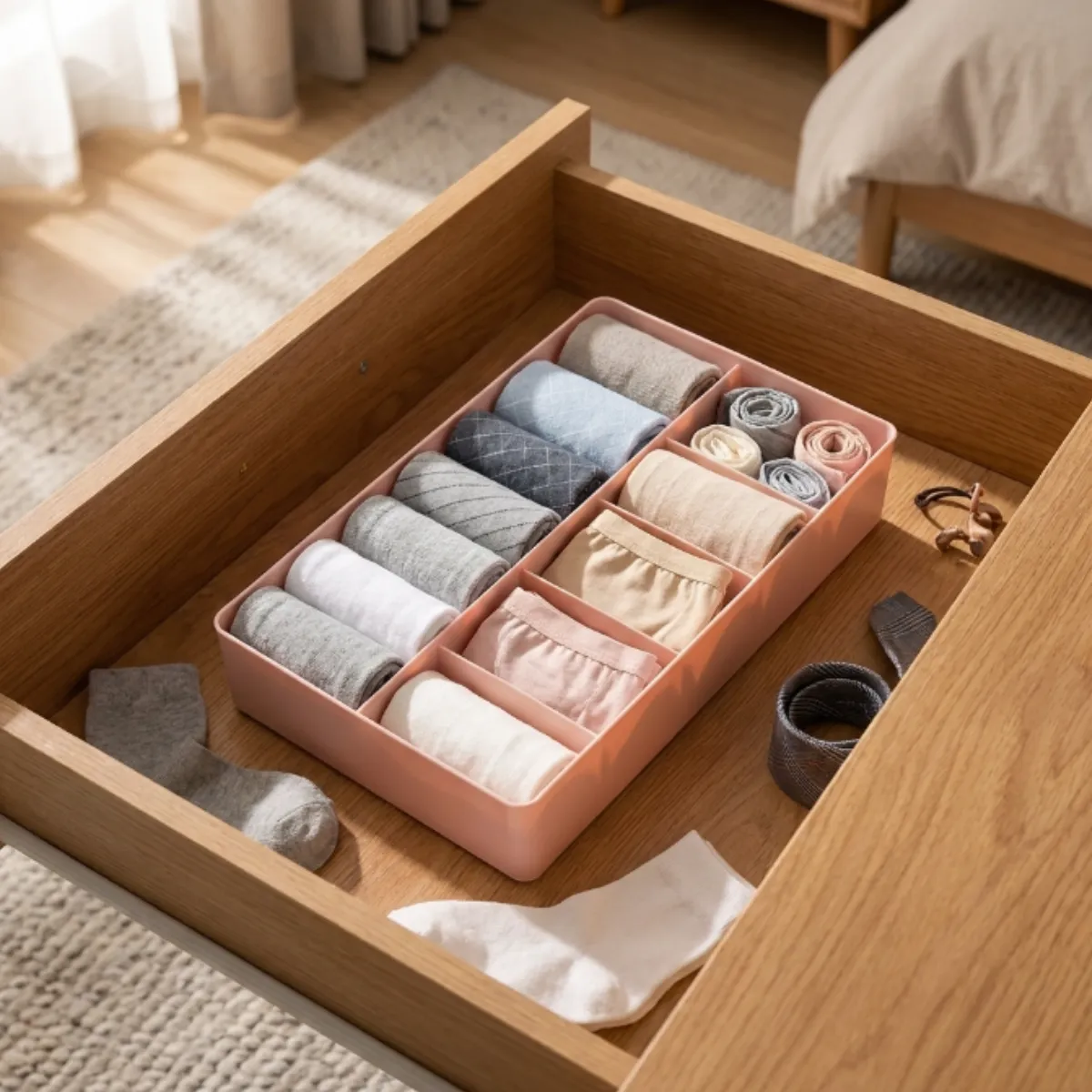 5-Compartment Drawer Organizer for Socks, Underwear & Small Items - Image 2