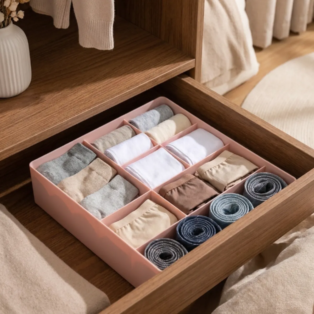 5-Compartment Drawer Organizer for Socks, Underwear & Small Items